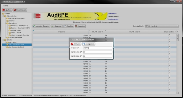 AuditPE v1.0.1 - Gestion des Comptes du Client